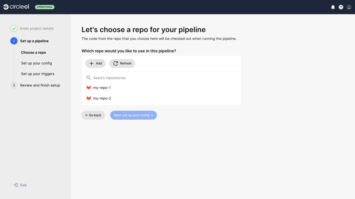 Choose a repository window with option to add another VCS