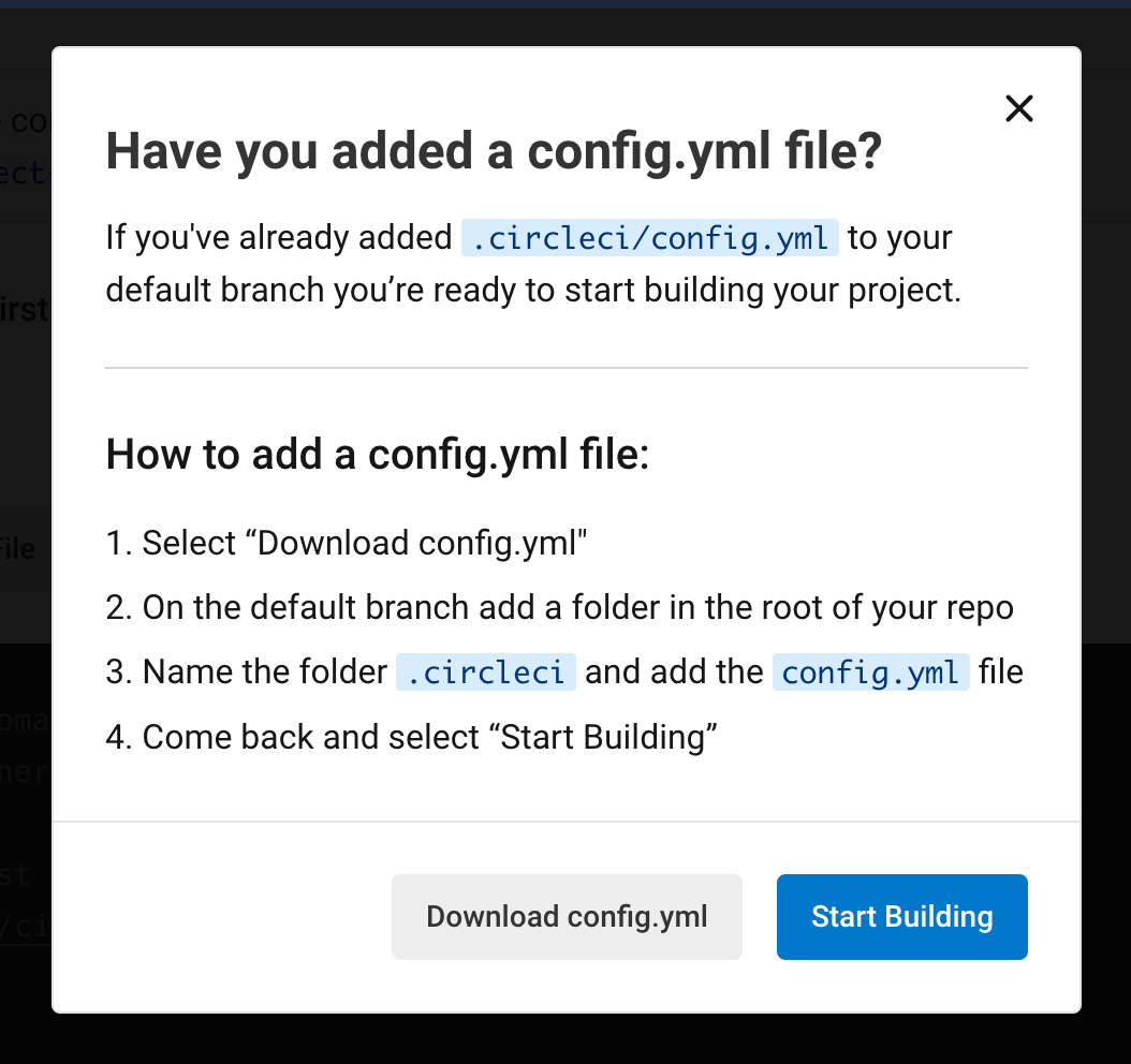 Modal showing options to download the generated config file
